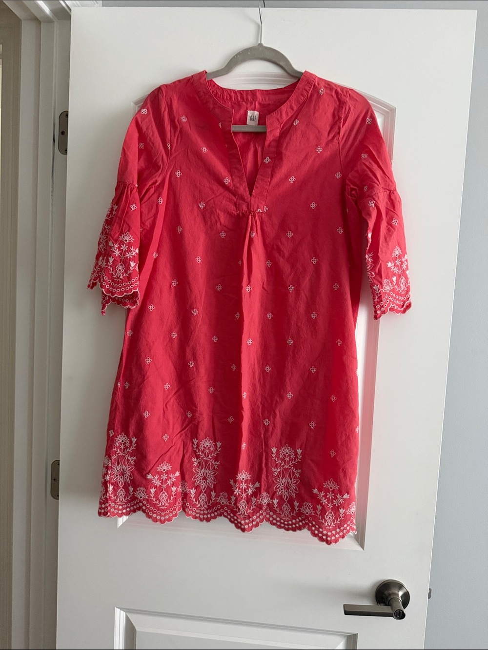 GAP Coral Pink Embroidered Tunic Dress